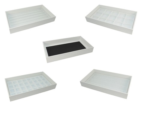 Display tray white leatherette - display,