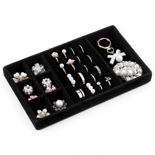 Black velvet jewelry trays - jewelry,